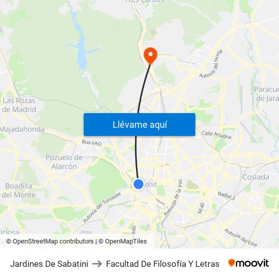 Jardines De Sabatini to Facultad De Filosofía Y Letras map