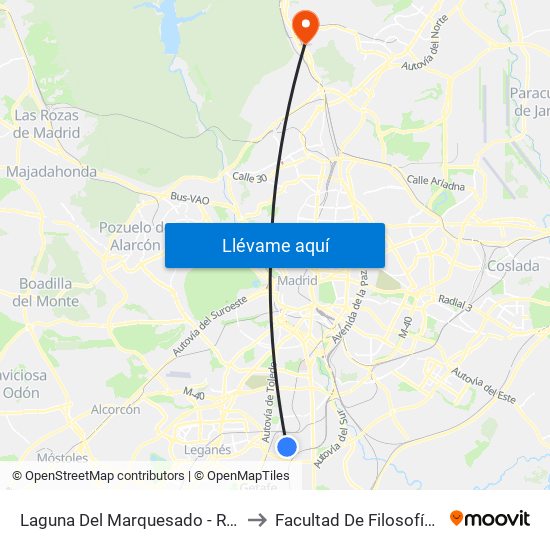Laguna Del Marquesado - Real De Pinto to Facultad De Filosofía Y Letras map