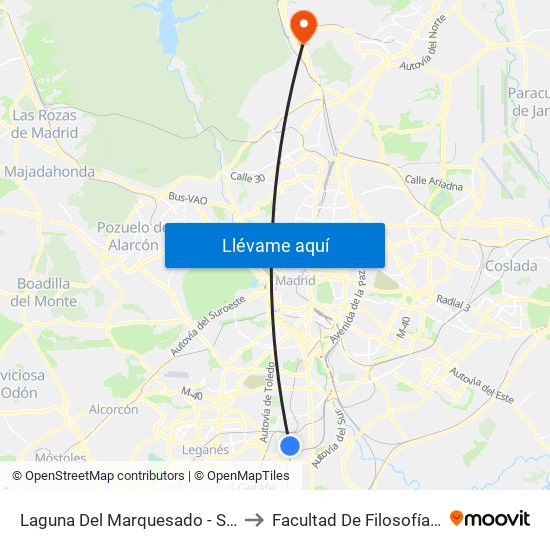 Laguna Del Marquesado - San Erasmo to Facultad De Filosofía Y Letras map
