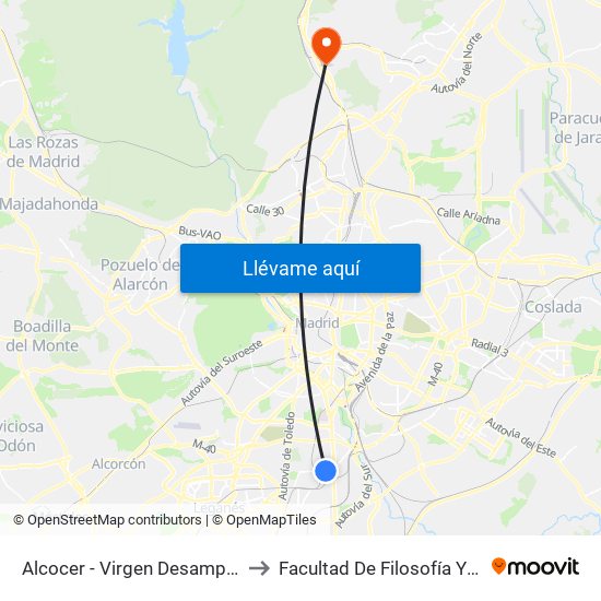 Alcocer - Virgen Desamparados to Facultad De Filosofía Y Letras map