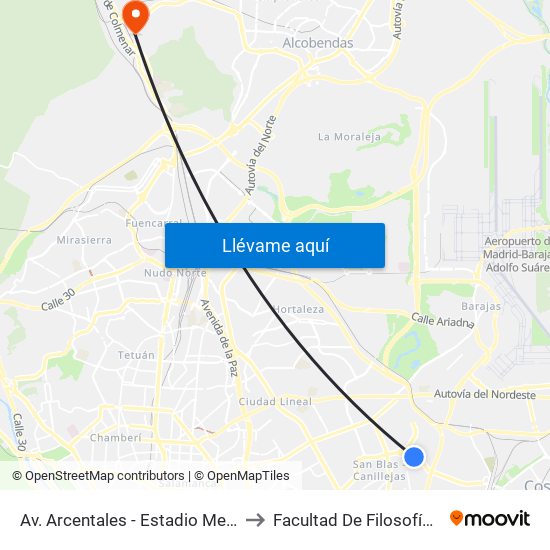 Av. Arcentales - Estadio Metropolitano to Facultad De Filosofía Y Letras map