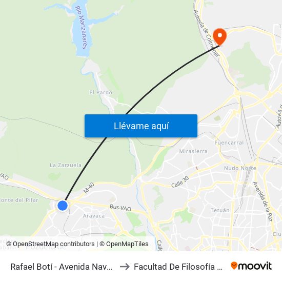 Rafael Botí - Avenida Navacerrada to Facultad De Filosofía Y Letras map