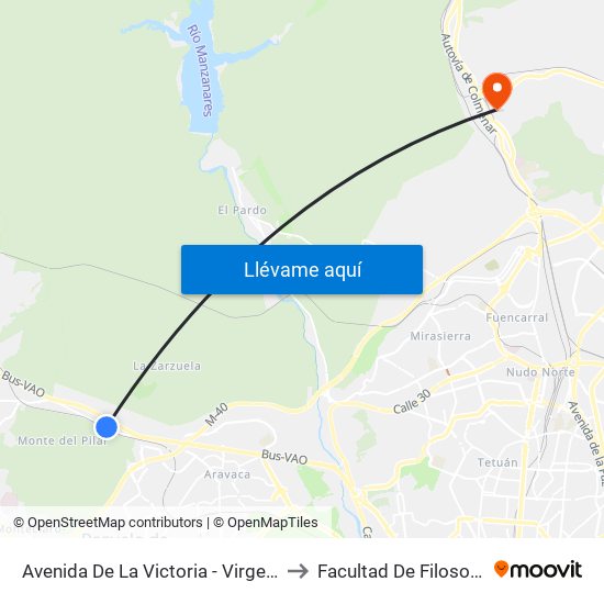 Avenida De La Victoria - Virgen De Los Olmos to Facultad De Filosofía Y Letras map