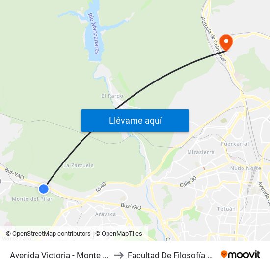 Avenida Victoria - Monte Del Pilar to Facultad De Filosofía Y Letras map