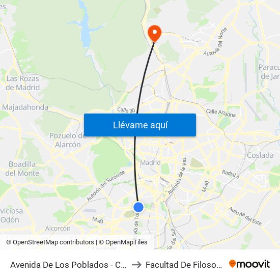 Avenida De Los Poblados - Carretera Toledo to Facultad De Filosofía Y Letras map