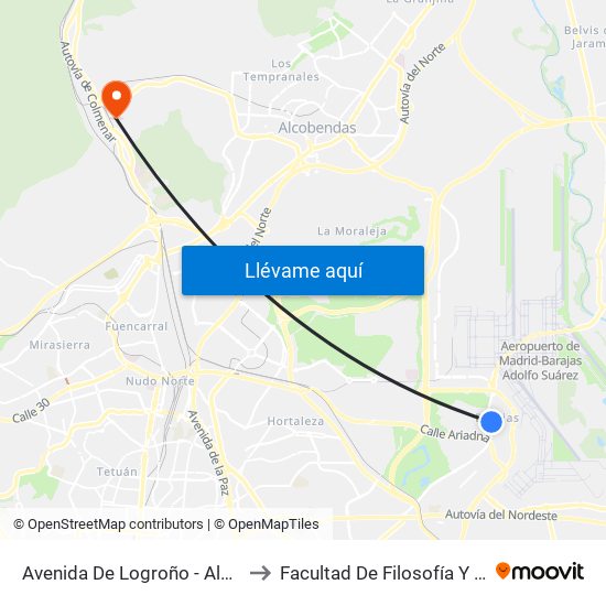 Avenida De Logroño - Algemesí to Facultad De Filosofía Y Letras map