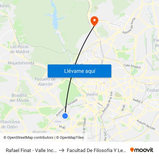 Rafael Finat - Valle Inclán to Facultad De Filosofía Y Letras map