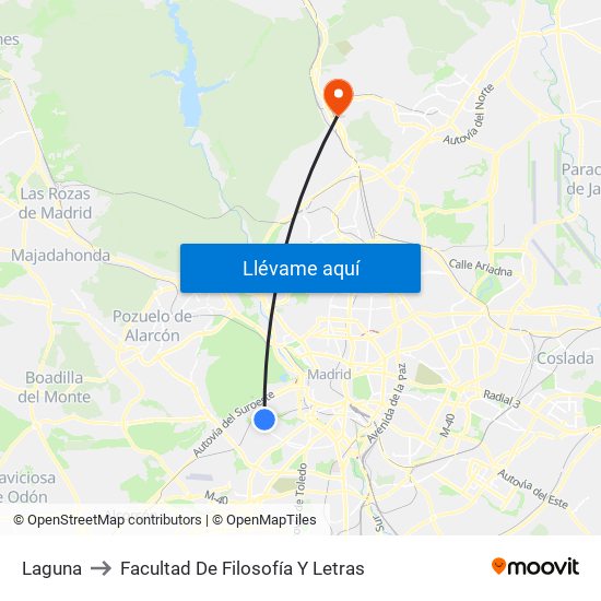 Laguna to Facultad De Filosofía Y Letras map