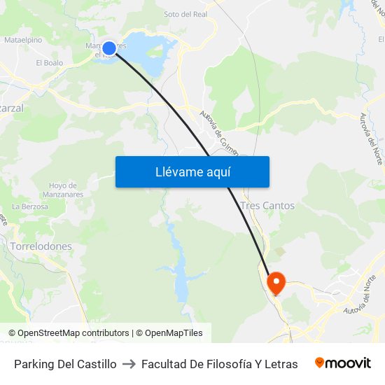 Parking Del Castillo to Facultad De Filosofía Y Letras map