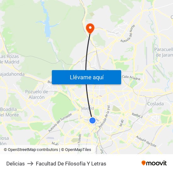 Delicias to Facultad De Filosofía Y Letras map
