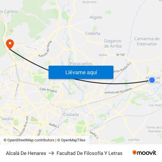 Alcalá De Henares to Facultad De Filosofía Y Letras map