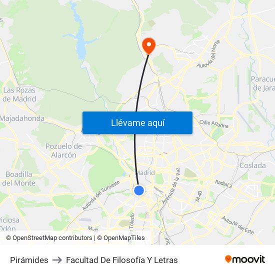 Pirámides to Facultad De Filosofía Y Letras map