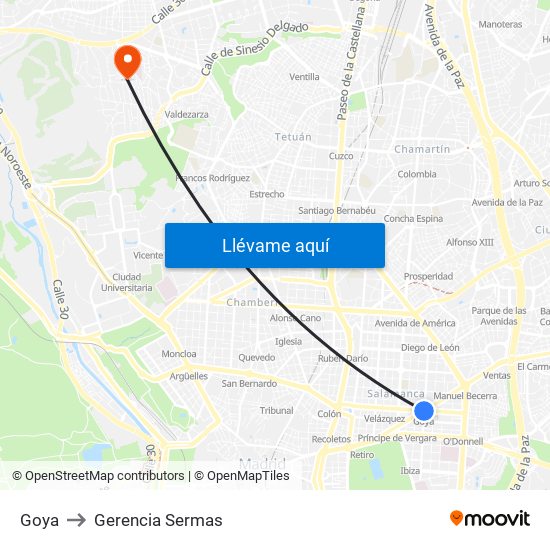 Goya to Gerencia Sermas map