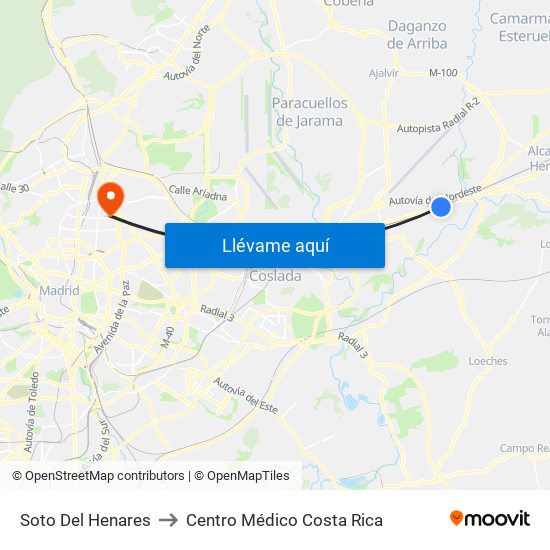 Soto Del Henares to Centro Médico Costa Rica map