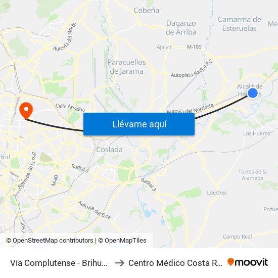 Vía Complutense - Brihuega to Centro Médico Costa Rica map