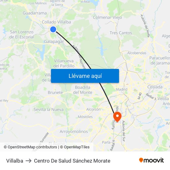 Villalba to Centro De Salud Sánchez Morate map