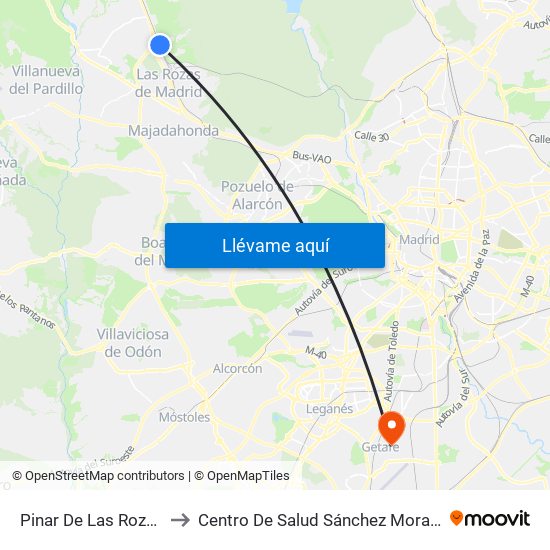 Pinar De Las Rozas to Centro De Salud Sánchez Morate map
