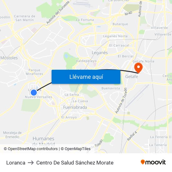 Loranca to Centro De Salud Sánchez Morate map
