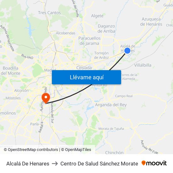 Alcalá De Henares to Centro De Salud Sánchez Morate map