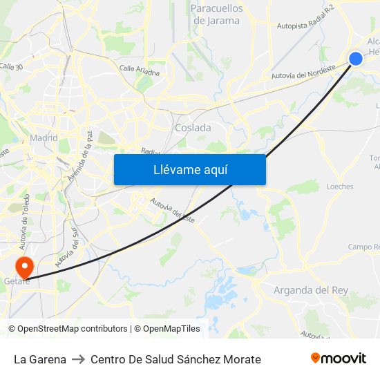 La Garena to Centro De Salud Sánchez Morate map