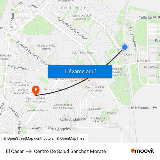 El Casar to Centro De Salud Sánchez Morate map
