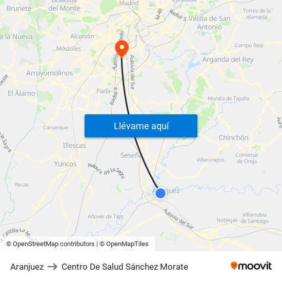 Aranjuez to Centro De Salud Sánchez Morate map