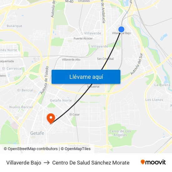 Villaverde Bajo to Centro De Salud Sánchez Morate map