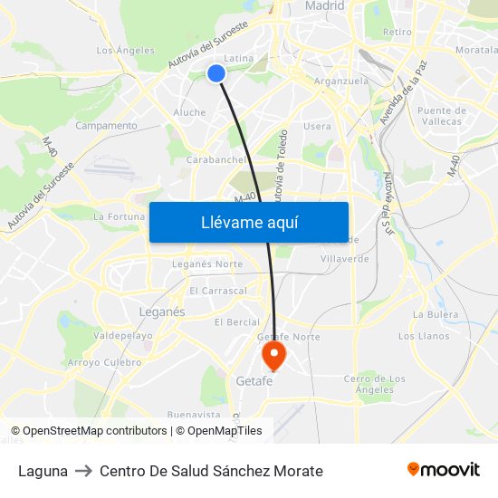 Laguna to Centro De Salud Sánchez Morate map