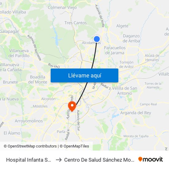 Hospital Infanta Sofía to Centro De Salud Sánchez Morate map