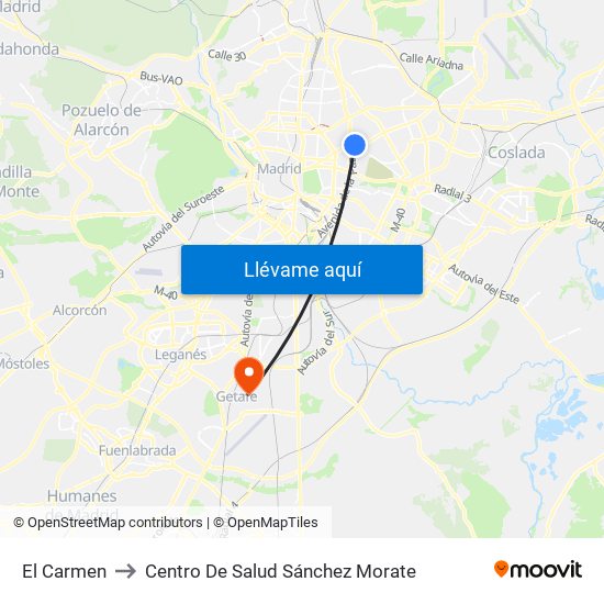 El Carmen to Centro De Salud Sánchez Morate map
