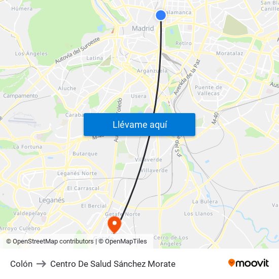 Colón to Centro De Salud Sánchez Morate map