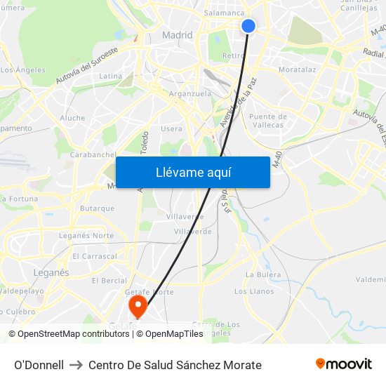 O'Donnell to Centro De Salud Sánchez Morate map