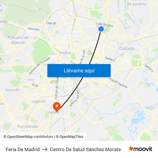 Feria De Madrid to Centro De Salud Sánchez Morate map