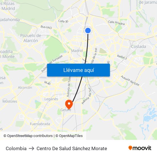 Colombia to Centro De Salud Sánchez Morate map