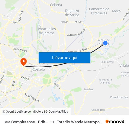 Vía Complutense - Brihuega to Estadio Wanda Metropolitano map