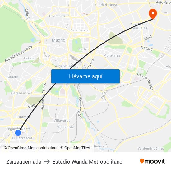 Zarzaquemada to Estadio Wanda Metropolitano map