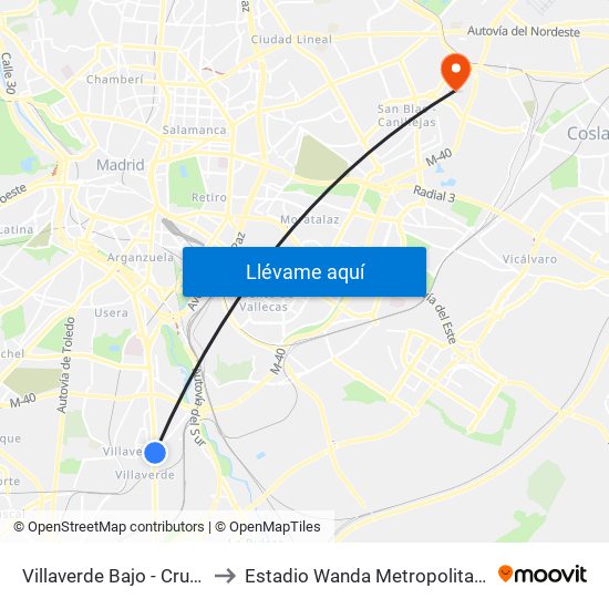 Villaverde Bajo - Cruce to Estadio Wanda Metropolitano map