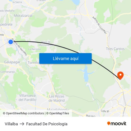 Villalba to Facultad De Psicología map