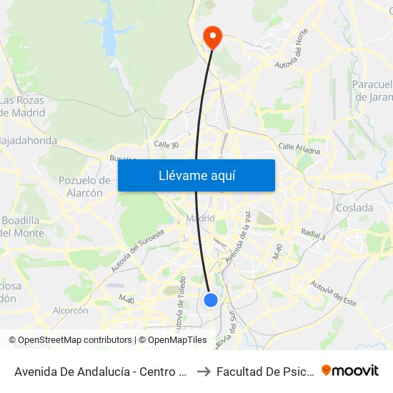 Avenida De Andalucía - Centro Comercial to Facultad De Psicología map