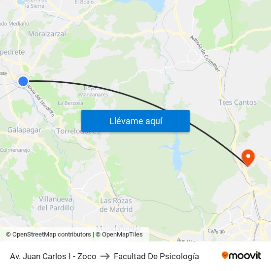 Av. Juan Carlos I - Zoco to Facultad De Psicología map