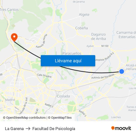 La Garena to Facultad De Psicología map
