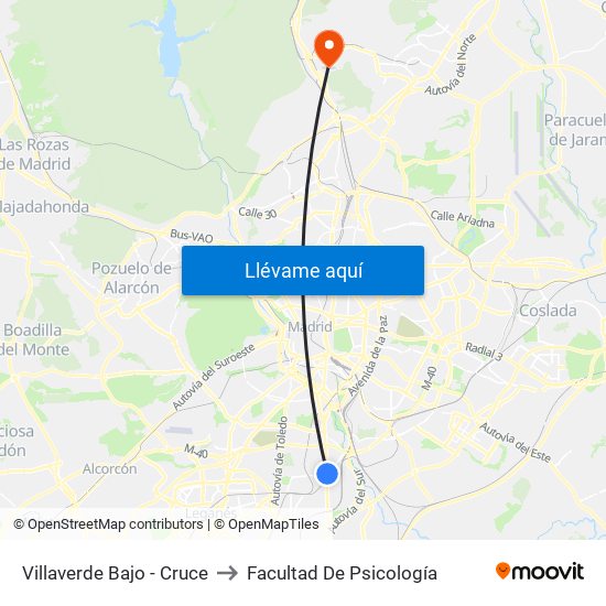 Villaverde Bajo - Cruce to Facultad De Psicología map