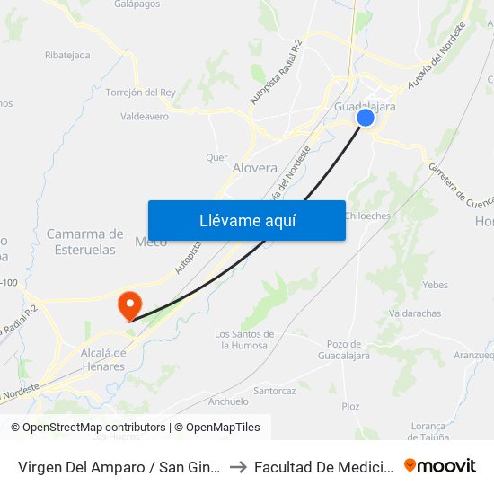 Virgen Del Amparo / San Ginés to Facultad De Medicina map