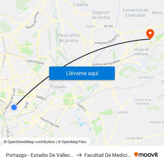 Portazgo - Estadio De Vallecas to Facultad De Medicina map
