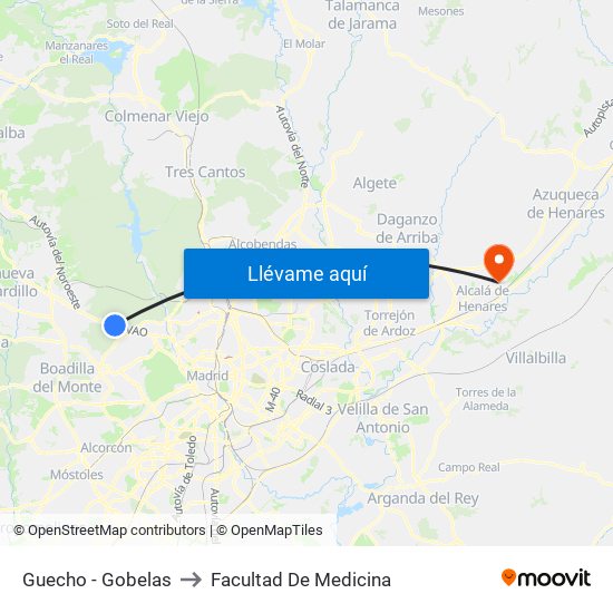 Guecho - Gobelas to Facultad De Medicina map