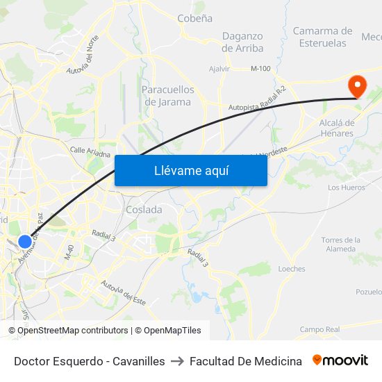 Doctor Esquerdo - Cavanilles to Facultad De Medicina map