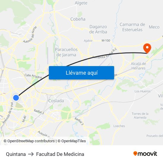 Quintana to Facultad De Medicina map