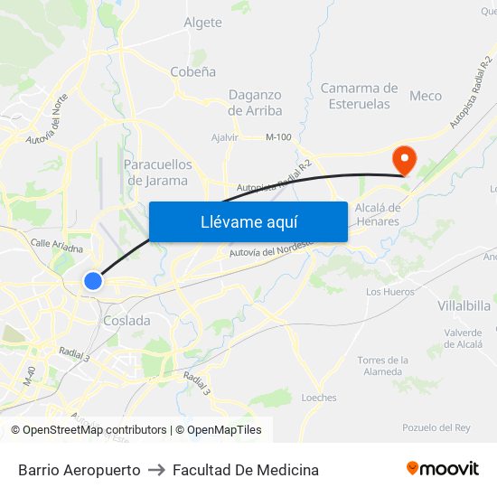Barrio Aeropuerto to Facultad De Medicina map