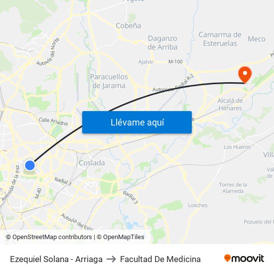 Ezequiel Solana - Arriaga to Facultad De Medicina map