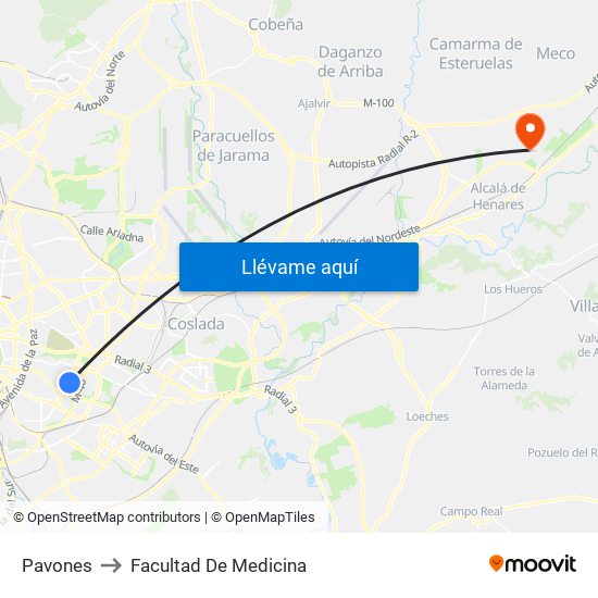 Pavones to Facultad De Medicina map